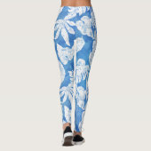 Leggings Sky Blue White Tropical Leaf Beach Océan Été (Dos)
