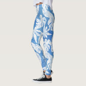 Leggings Sky Blue White Tropical Leaf Beach Océan Été (Gauche)