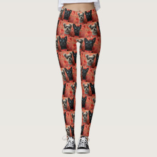 Leggings Skye Terrier avec roses de cœur pour la Saint-Vale