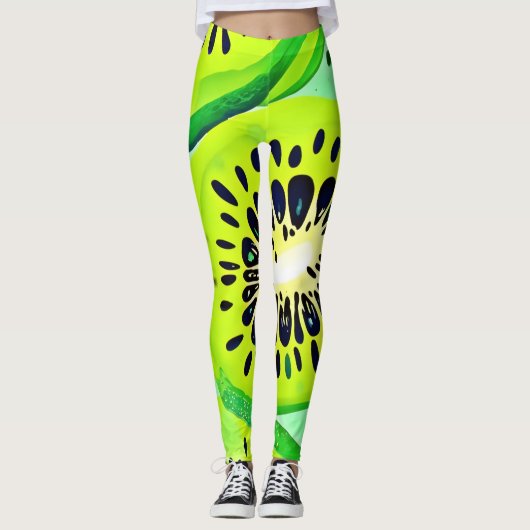 Leggings Slices Kiwi : Vibrant et frais (Devant)
