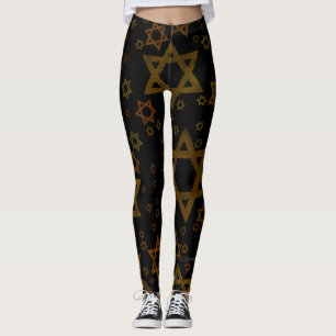 Leggings SlipperyJoe's Hanukkah Star David artistique théma