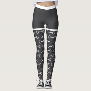 Leggings Snaffle Bits Grey et White Horse