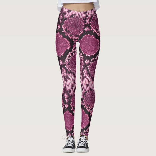 Leggings Snakeskin rose et noir (Devant)