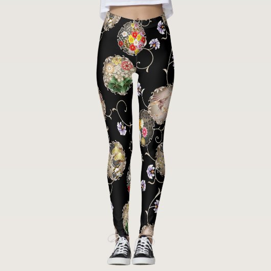 Leggings Snow ring pattern and vines japanese classic (Devant)