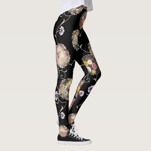 Leggings Snow ring pattern and vines japanese classic (Droite)