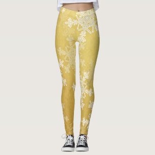 Leggings Snowflakes blanc doré Noël minimaliste