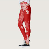 Leggings Snowflakes blanc rouge Noël minimaliste (Gauche)