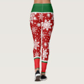 Leggings Snowflakes de vacances aux accents rouge et vert (Dos)