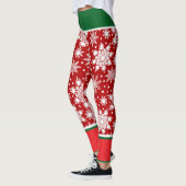 Leggings Snowflakes de vacances aux accents rouge et vert (Gauche)