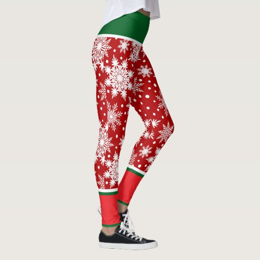 Leggings Snowflakes de vacances aux accents rouge et vert (Droite)