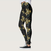 Leggings Snowflakes dorés avec Noël en vert sur NOIR (Gauche)