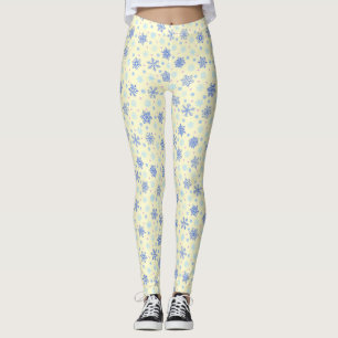 Leggings Snowflakes Jaune Pastel Jaune Élégant Élégant