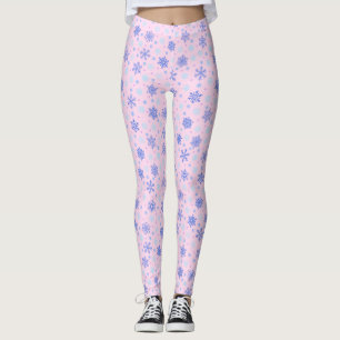 Leggings Snowflakes Pink Pastel Rose Élégant et élégant Gir
