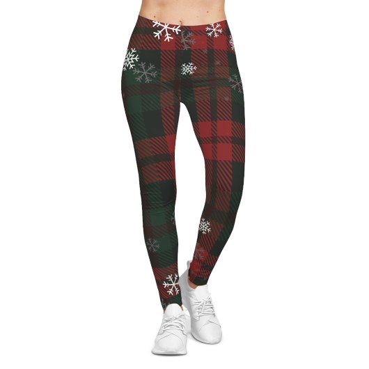 Leggings Snowflakes Plaid Noël d'hiver rustique