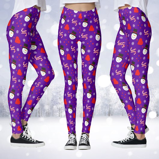 Leggings Snowflakes Snowman Sucres de canne Arrière - plan