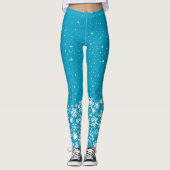 Leggings Snowflakes & Stars on Blue ou votre couleur (Devant)