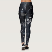 Leggings Snowflakes unique et Wintry sur noir (Dos)