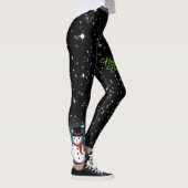 Leggings Snowman avec Joyeuses Vacances Texte en vert sur N (Droite)