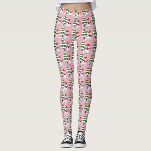 Leggings Snowman avec Snowman Pine Tree (Devant)