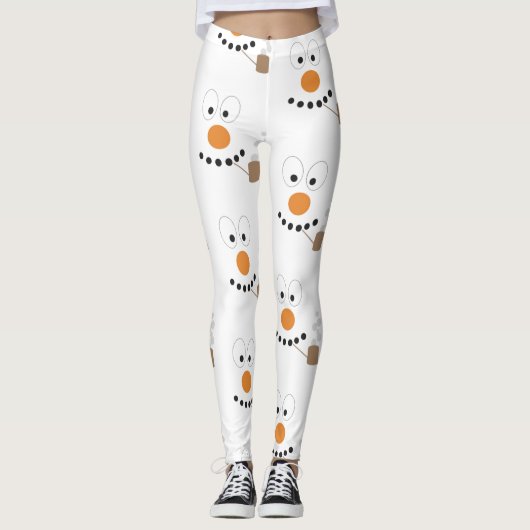 Leggings Snowman Funny Visage mignonne Nouveauté Motif de N (Devant)