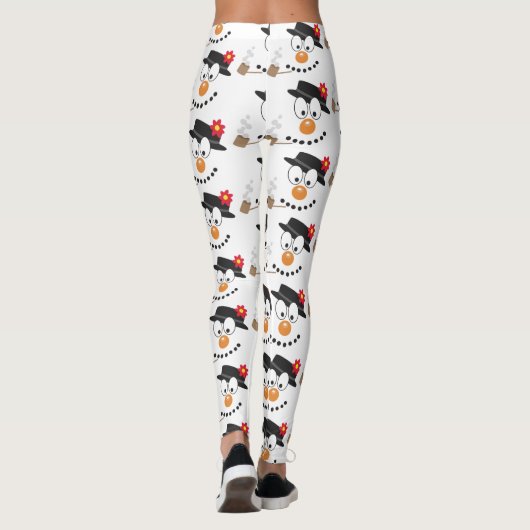 Leggings Snowman Funny Visage mignonne Nouveauté Motif de N (Dos)