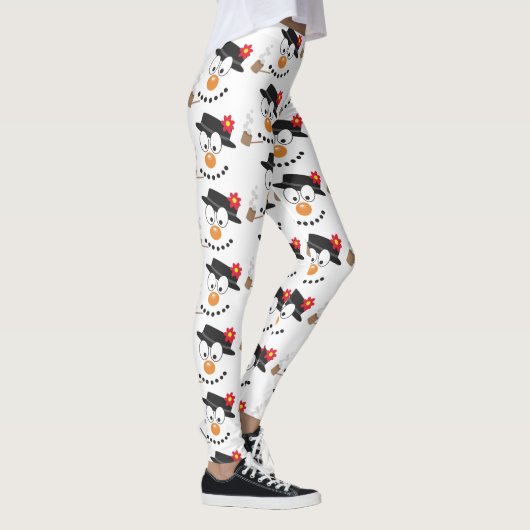 Leggings Snowman Funny Visage mignonne Nouveauté Motif de N (Droite)