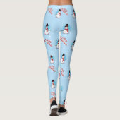 Leggings Snowman traditionnel avec Joyeux Noël sur BLEU (Dos)