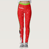 Leggings Snowman vacances de Noël avec votre nom (Devant)
