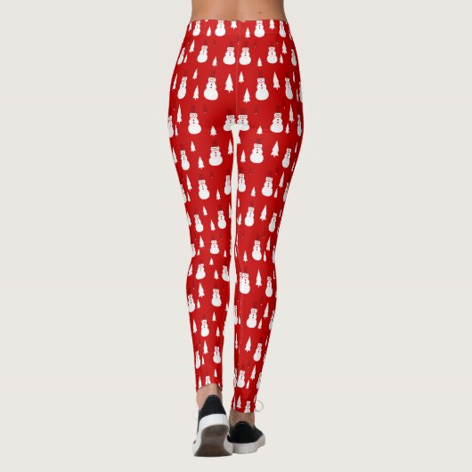 Leggings Snowmen mignons et Motif des arbres de Noël (Dos)