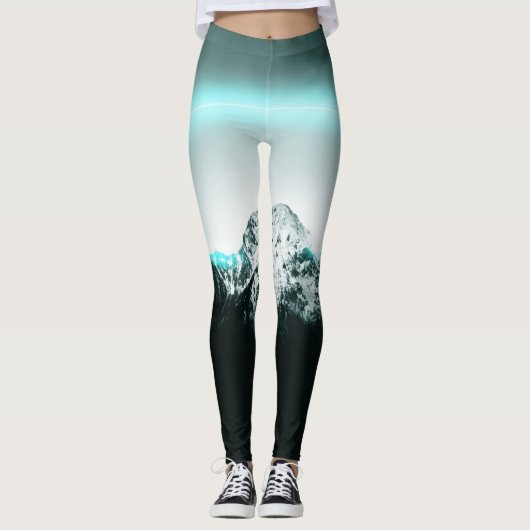 Leggings Snowy mountain mysterious blue neon light (Devant)