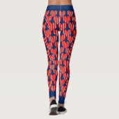 Leggings Socialite Bleu Rouge Blancs Coeurs rayés Motif (Dos)