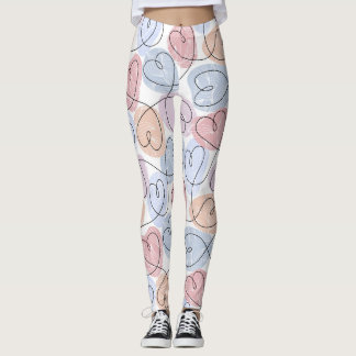 Leggings Soft Hearts : Continuous Line Valentine's