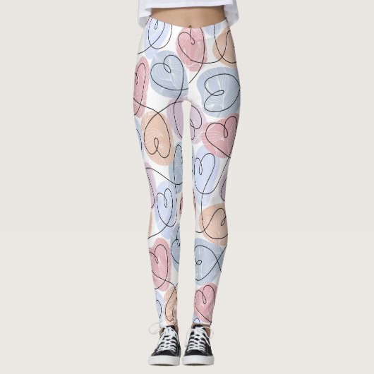 Leggings Soft Hearts : Continuous Line Valentine's (Devant)