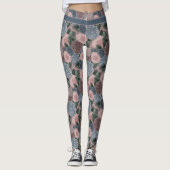 Leggings Soft Muted Peony Motif avec votre propre devis (Devant)