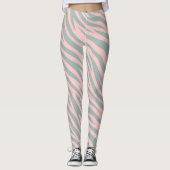 Leggings Soft Pink Gray Zebra Stripes (Devant)