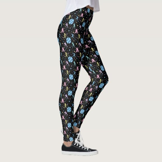 Leggings Softball Féminin - Joueuses avec Étoiles (Droite)