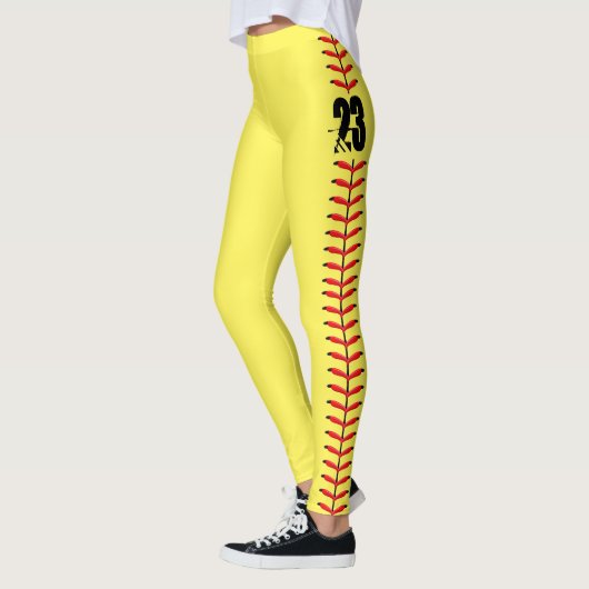 Leggings Softball Numéro personnalisé (Gauche)