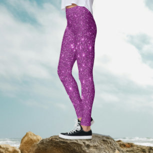 Leggings Soirée de Parties scintillant Glam Magenta Purple