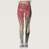 Leggings soleil couchant japonais pruniers arbres (Devant)