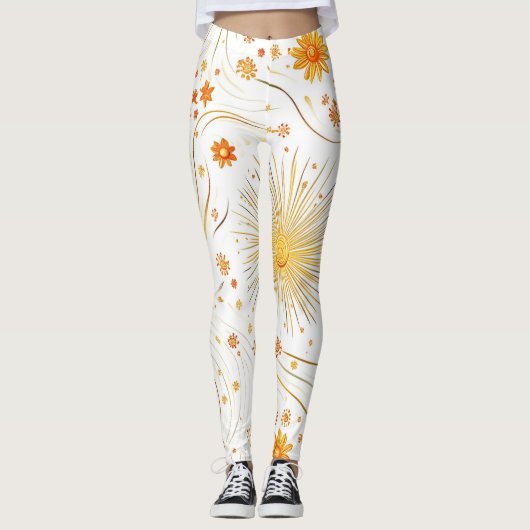 Leggings Soleil doré et rayons - avec étoile Abstraite (Devant)