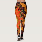Leggings Soleil Tangled, Sunrays Abstrait Orange Moderne (Dos)
