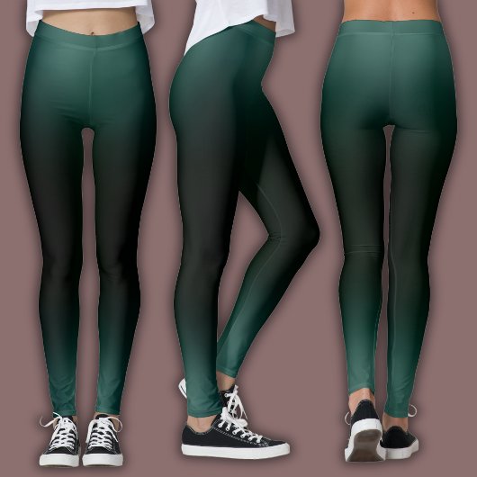 Leggings Solid Gradient Pattern | Dark Emerald Ombre