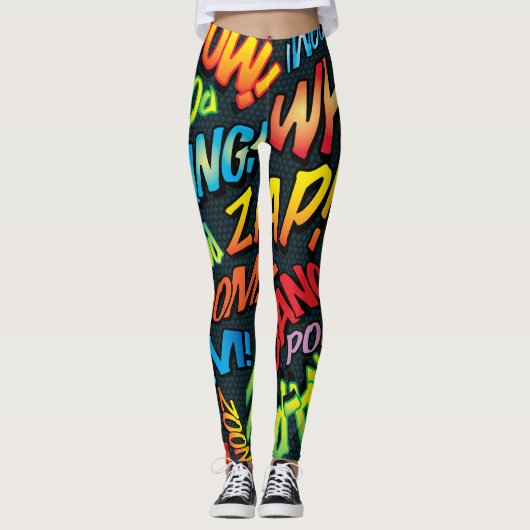 Leggings Sons de Pop Art de Bande Dessinée (Devant)