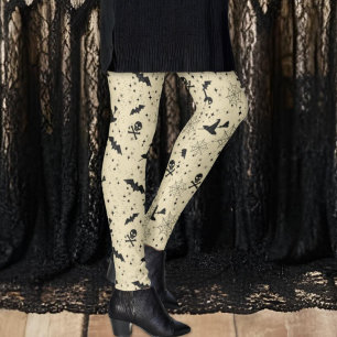 Leggings Sorcière de chauve dentelle noire Casquette crânes