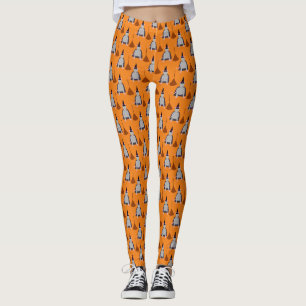 Leggings Sorcière d'Halloween Rat et Balai Imprimé