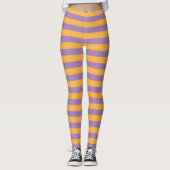 Leggings Sorcière d'Halloween Whimsical Orange violet rayé (Devant)