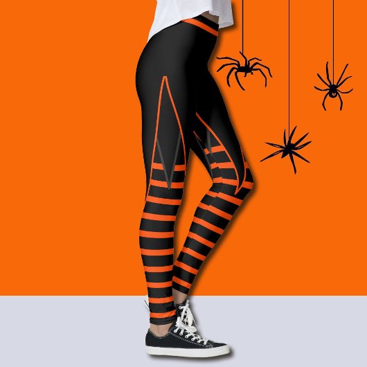 Leggings Sorcière En Jupe Faux Orange & Noir