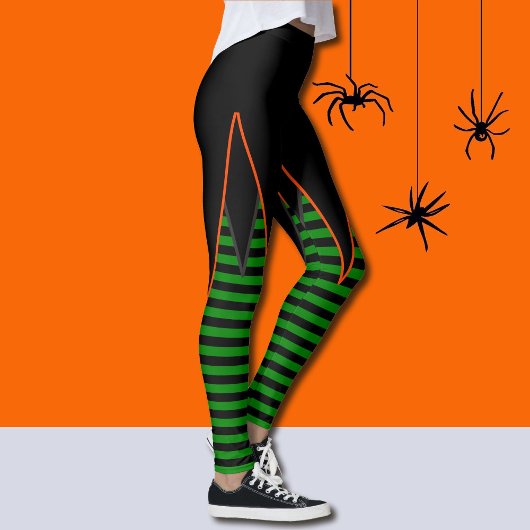 Leggings Sorcière En Jupe Faux Verte & Noir
