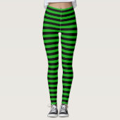 Leggings Sorcière Méchante Halloween rayée vert et noir (Devant)