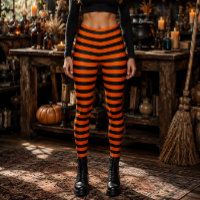 Sorcière Méchante Orange et Noir Rayures Halloween
